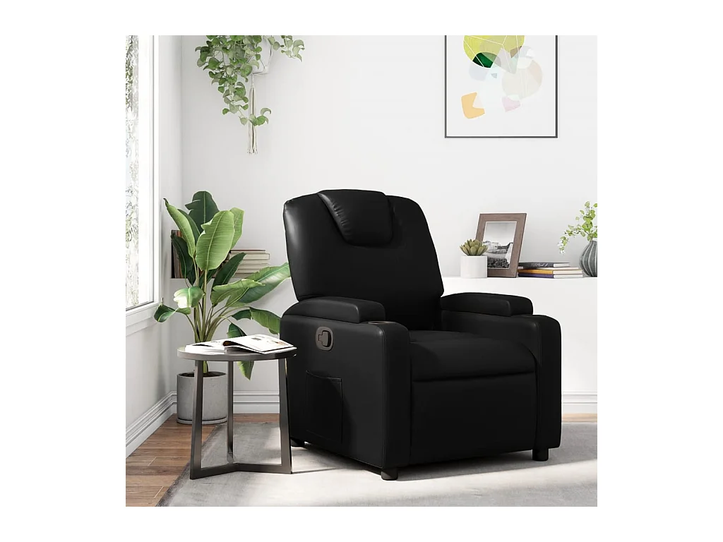 Stoel | Relaxfauteuil | Relaxstoel zwart kunstleer
