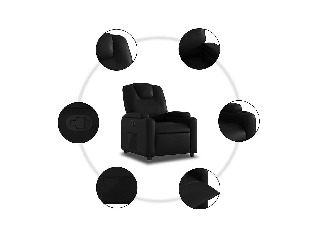 Stoel | Relaxfauteuil | Relaxstoel zwart kunstleer