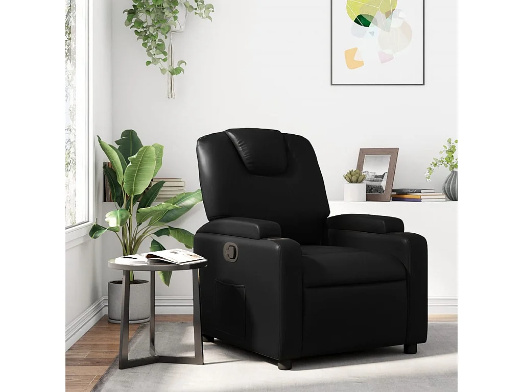 Fauteuil inclinable-Chaise de relax-Fauteuil salon noir similicuir SHL2086