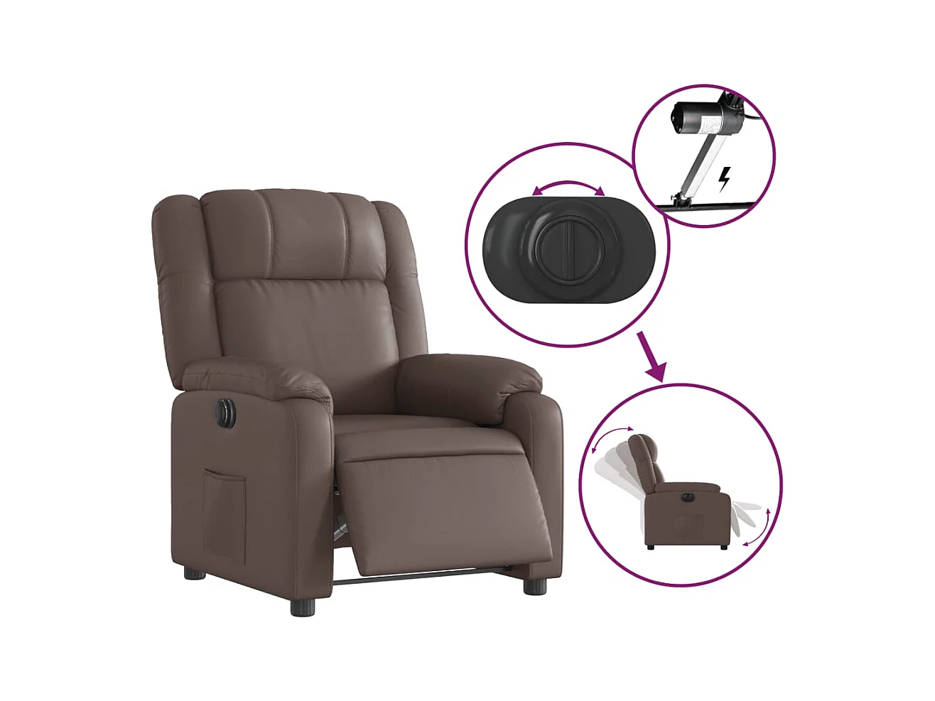 Sillón de relax | Silla | Sillón reclinable eléctrico de cuero sintético marrón SHL6661