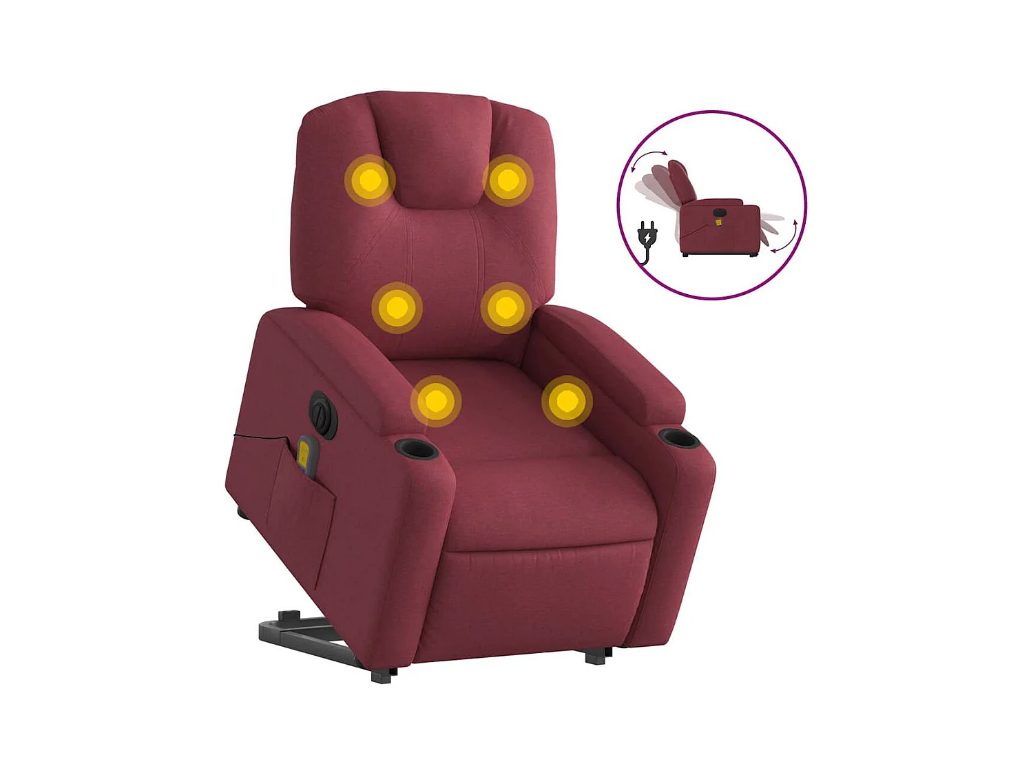 Fauteuil inclinable électrique-Chaise-Fauteuil de Massage Rouge bordeaux Tissu SHL1400