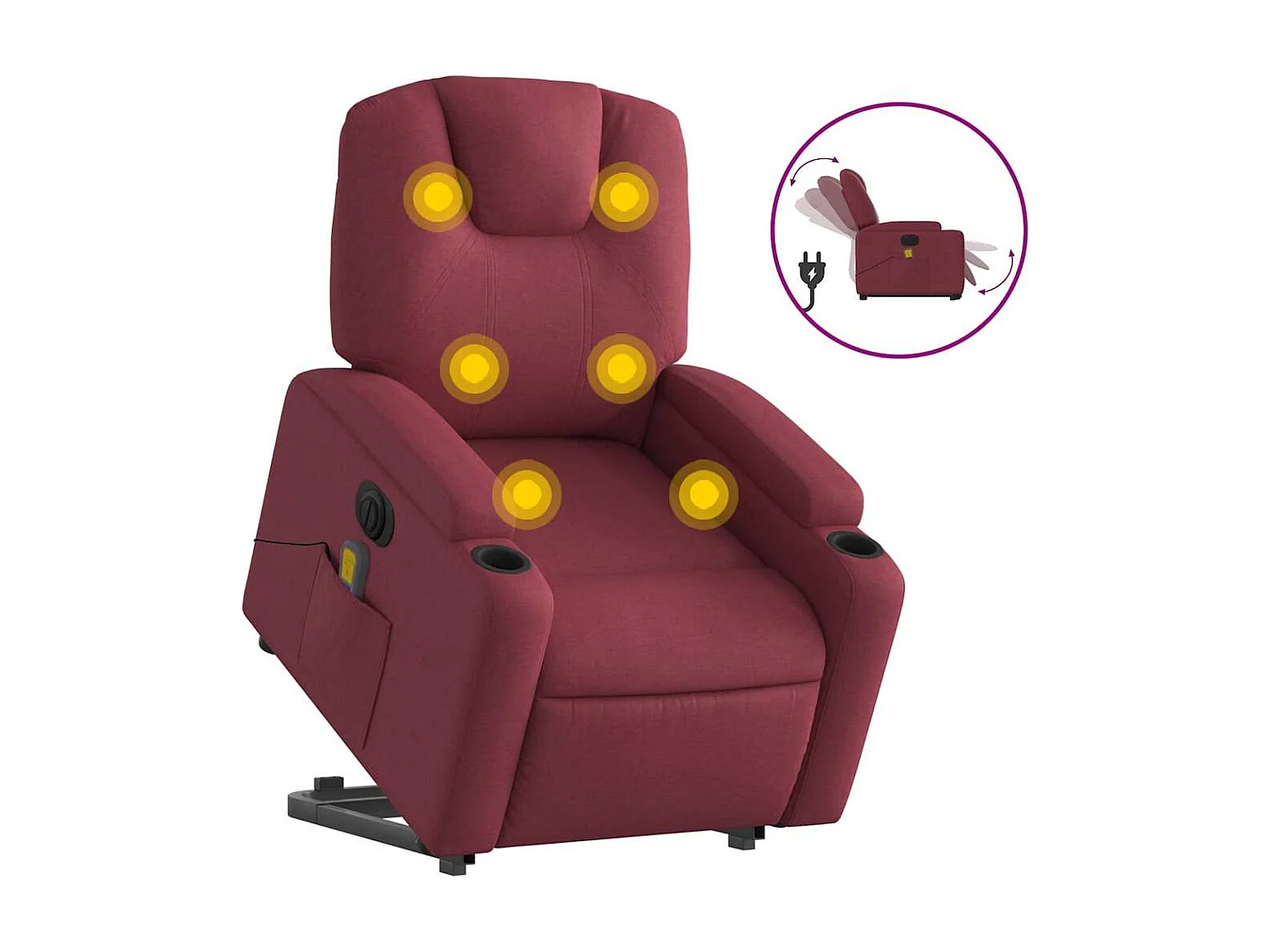 Fauteuil inclinable électrique-Chaise-Fauteuil de Massage Rouge bordeaux Tissu SHL1400