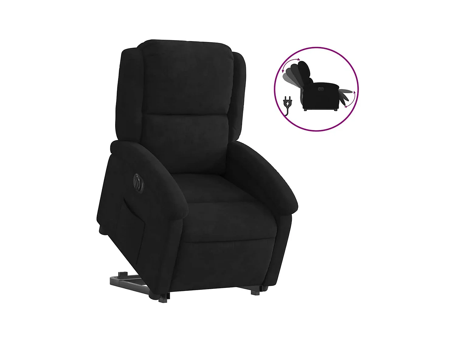 Poltrona Confortável | Poltrona reclinável elevatória elétrica veludo preto SHL331299