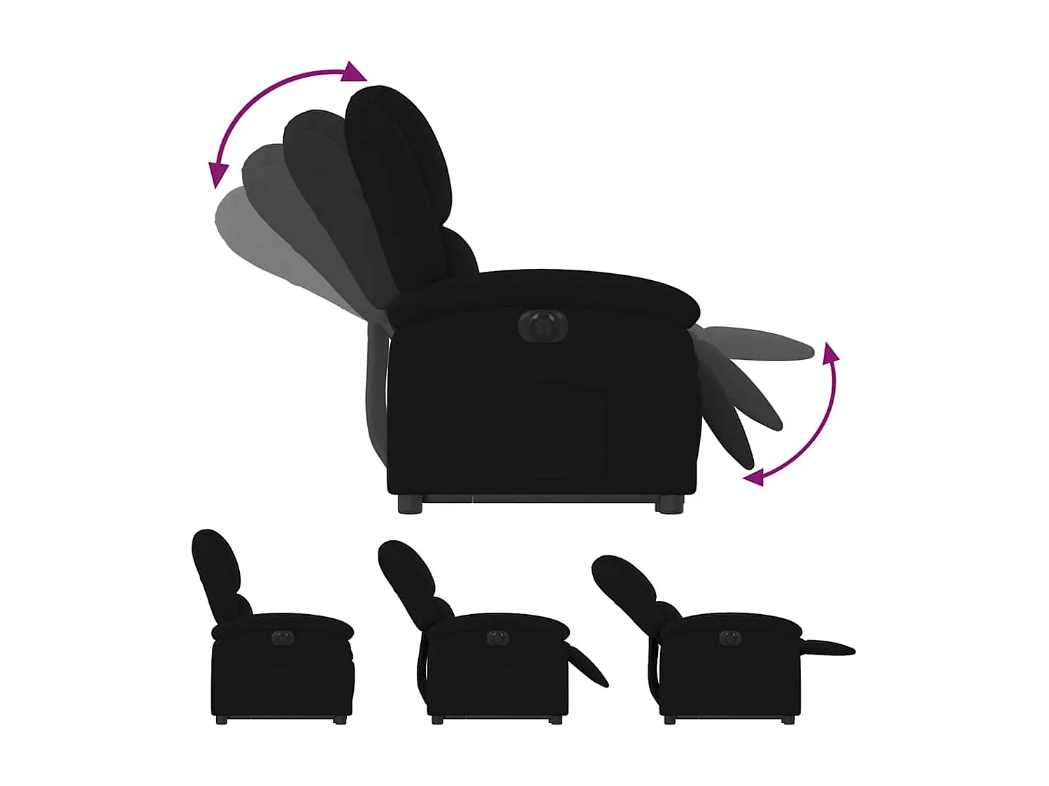 Silla de relax | Sillón eléctrico reclinable elevable de terciopelo negro SHL2540