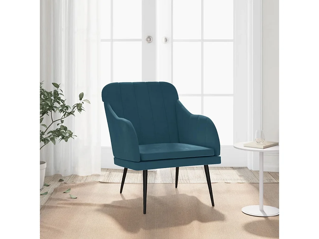 Sillón de salón | Silla de relax | Sillón de terciopelo azul 63x76x80 cm SHL2283