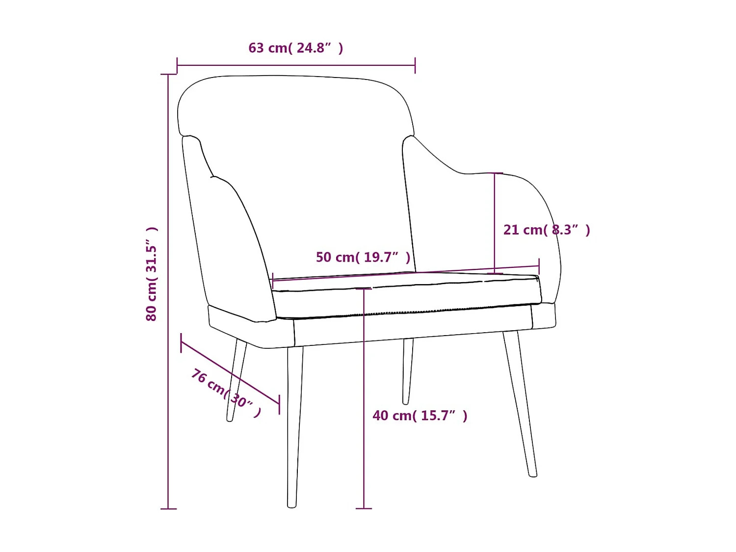 Sillón de salón | Silla de relax | Sillón de terciopelo azul 63x76x80 cm SHL2283