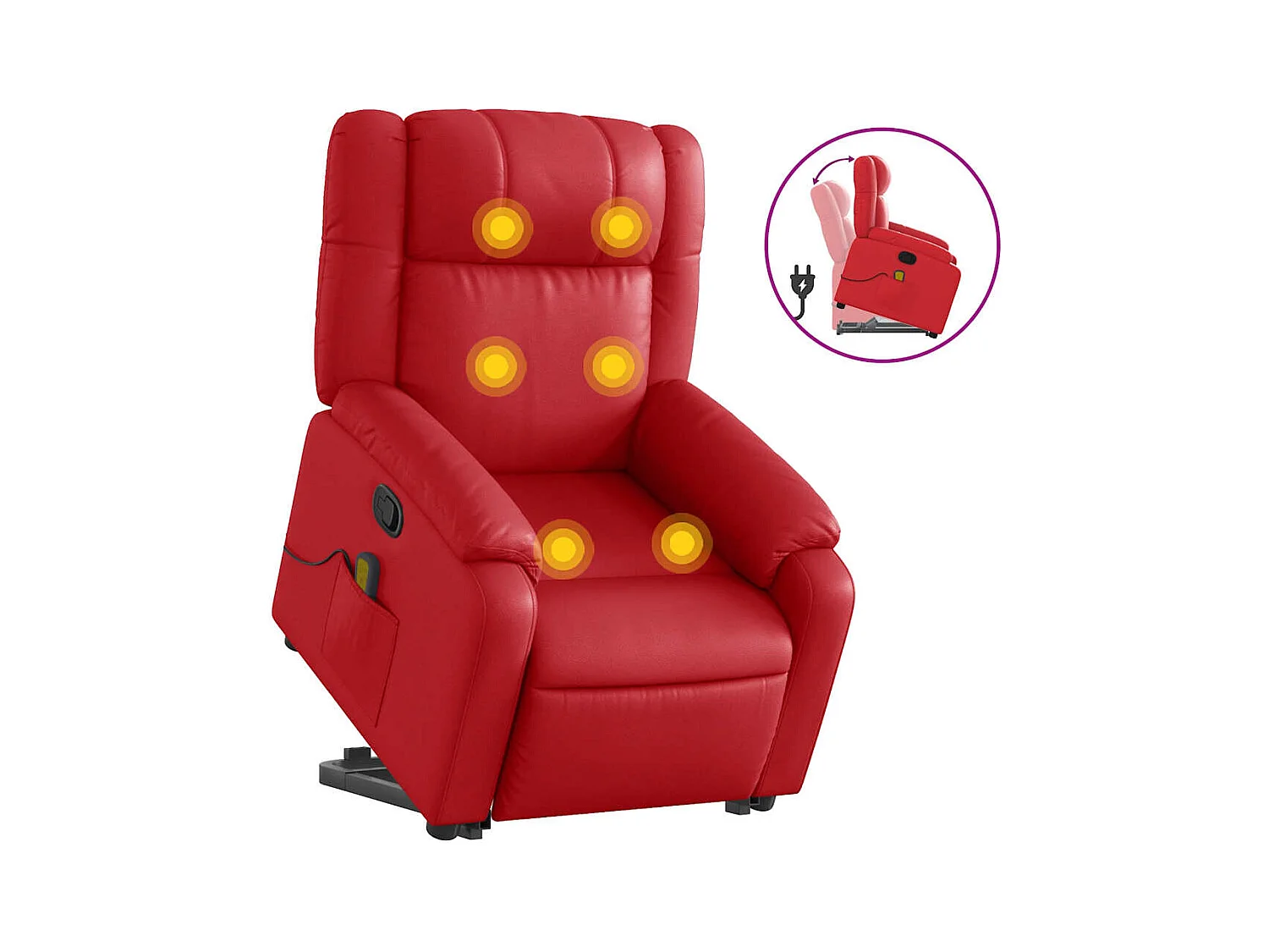 Fauteuil inclinable-Chaise de relax-Fauteuil de Massage Rouge Similicuir SHL2790
