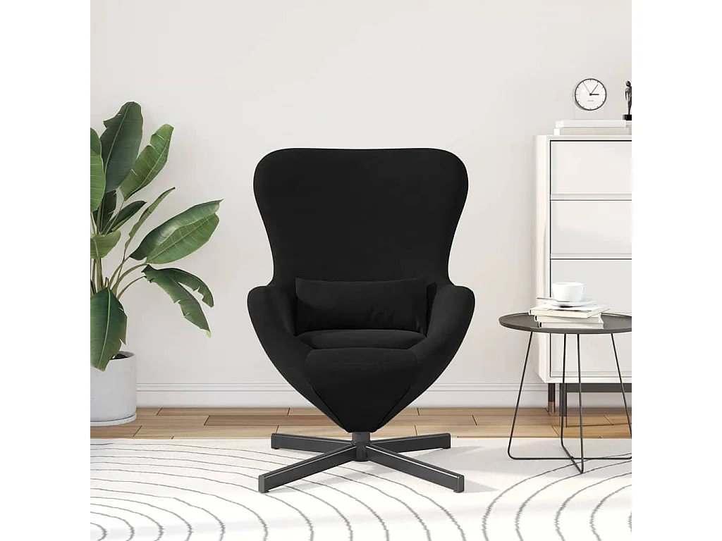 Poltrona Salotto | Sedia | Poltrona uovo Nero 63x73x90cm Velluto SHL9864