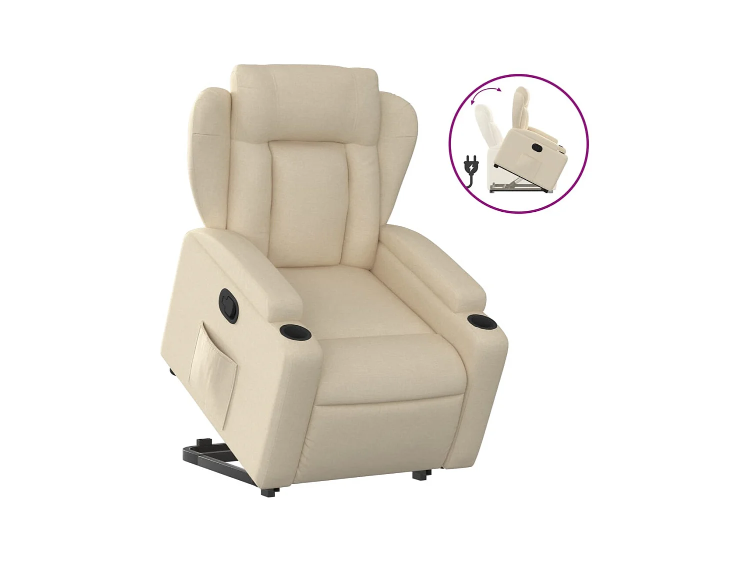 Fauteuil inclinable-Chaise de relax-Fauteuil salon Crème Tissu SHL973