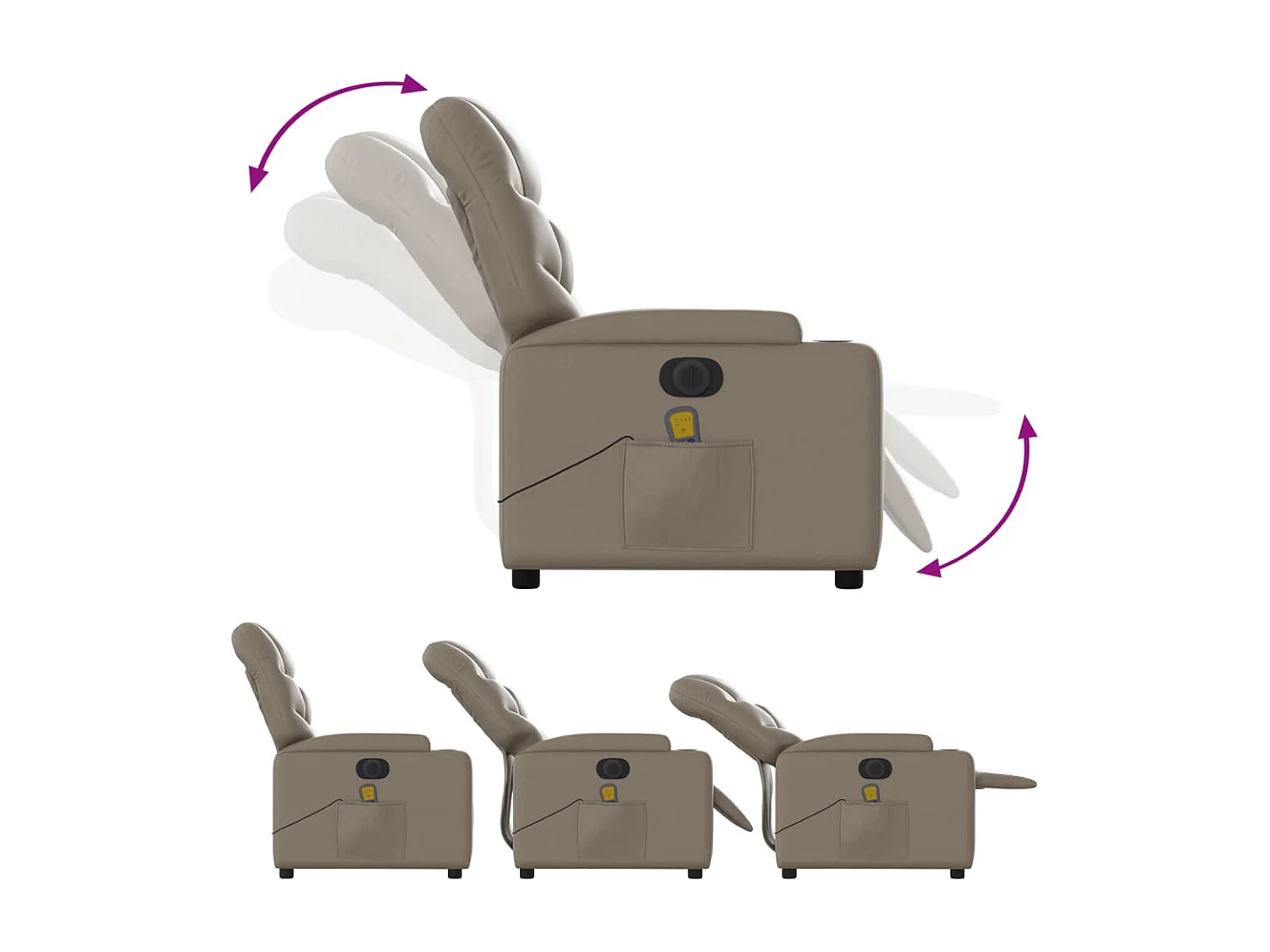 Fauteuil inclinable électrique-Fauteuil de massage pour Salon cappuccino similicuir SHL3585