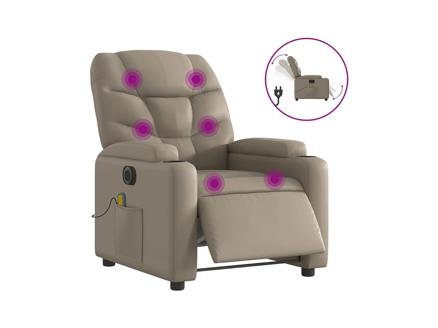 Fauteuil inclinable électrique-Fauteuil de massage pour Salon cappuccino similicuir SHL3585