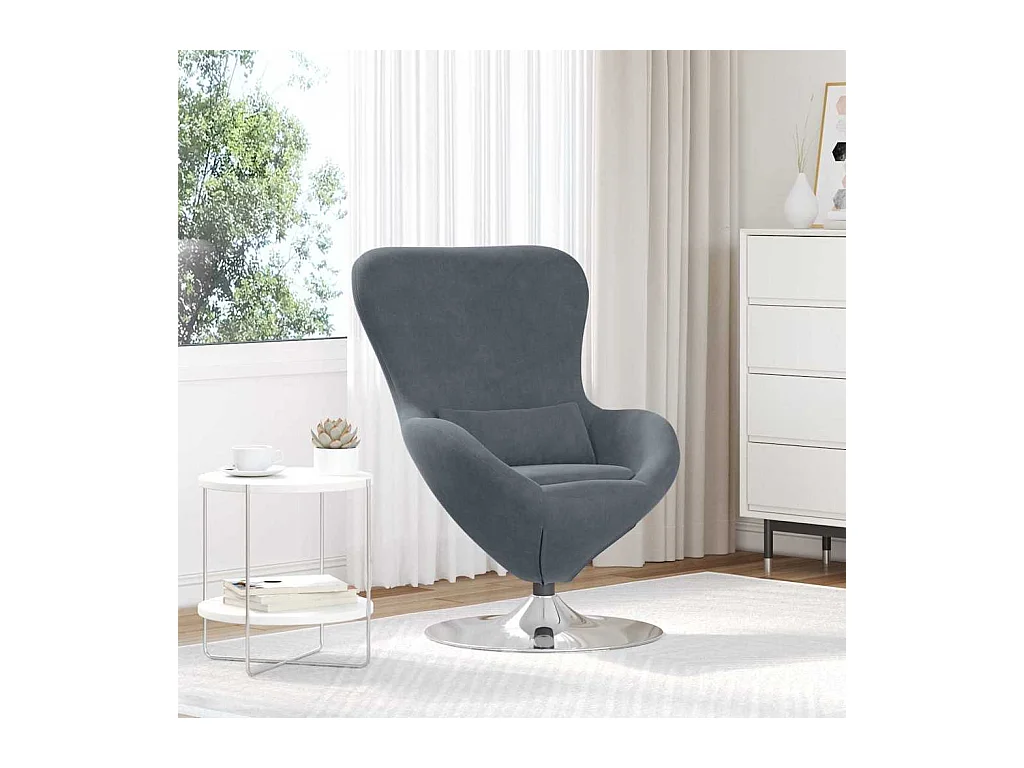 Cadeira Relax | Cadeira ovo Cinzento escuro 63x73x90 cm Veludo SHL236360