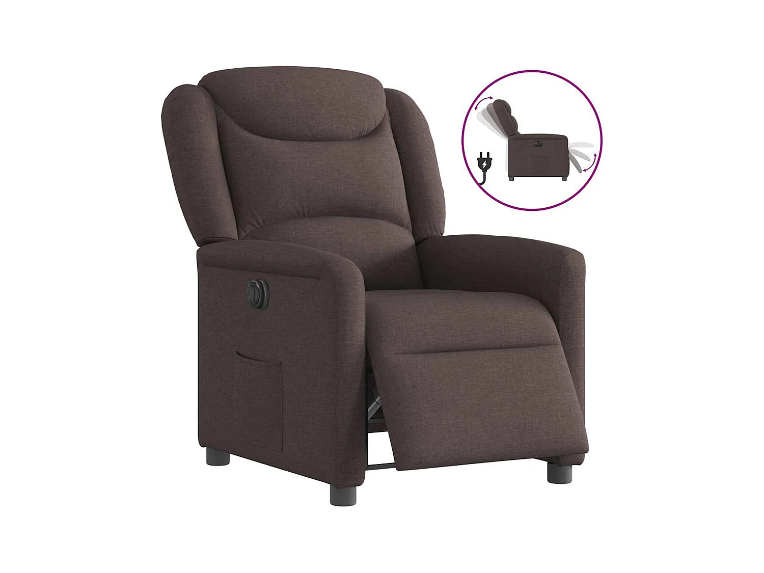 Sillón de relax | Silla | Sillón reclinable eléctrico tela marrón oscuro SHL4319