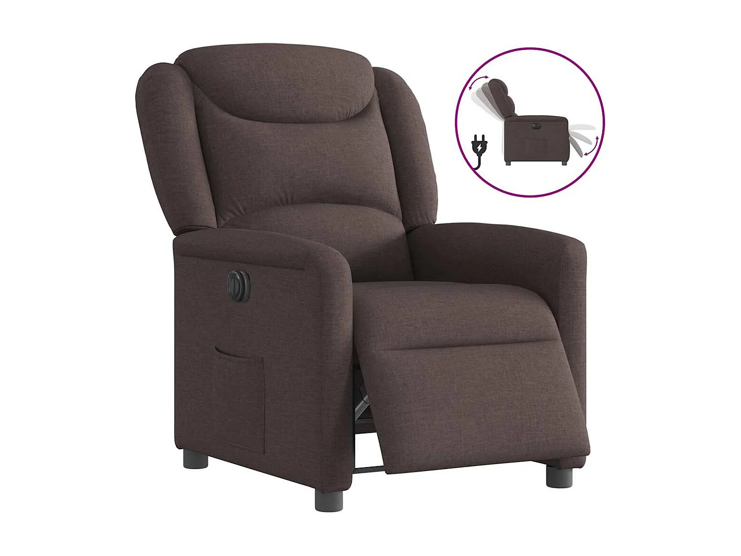 Fauteuil inclinable électrique-Chaise de relax-Fauteuil TV Marron foncé Tissu SHL4451