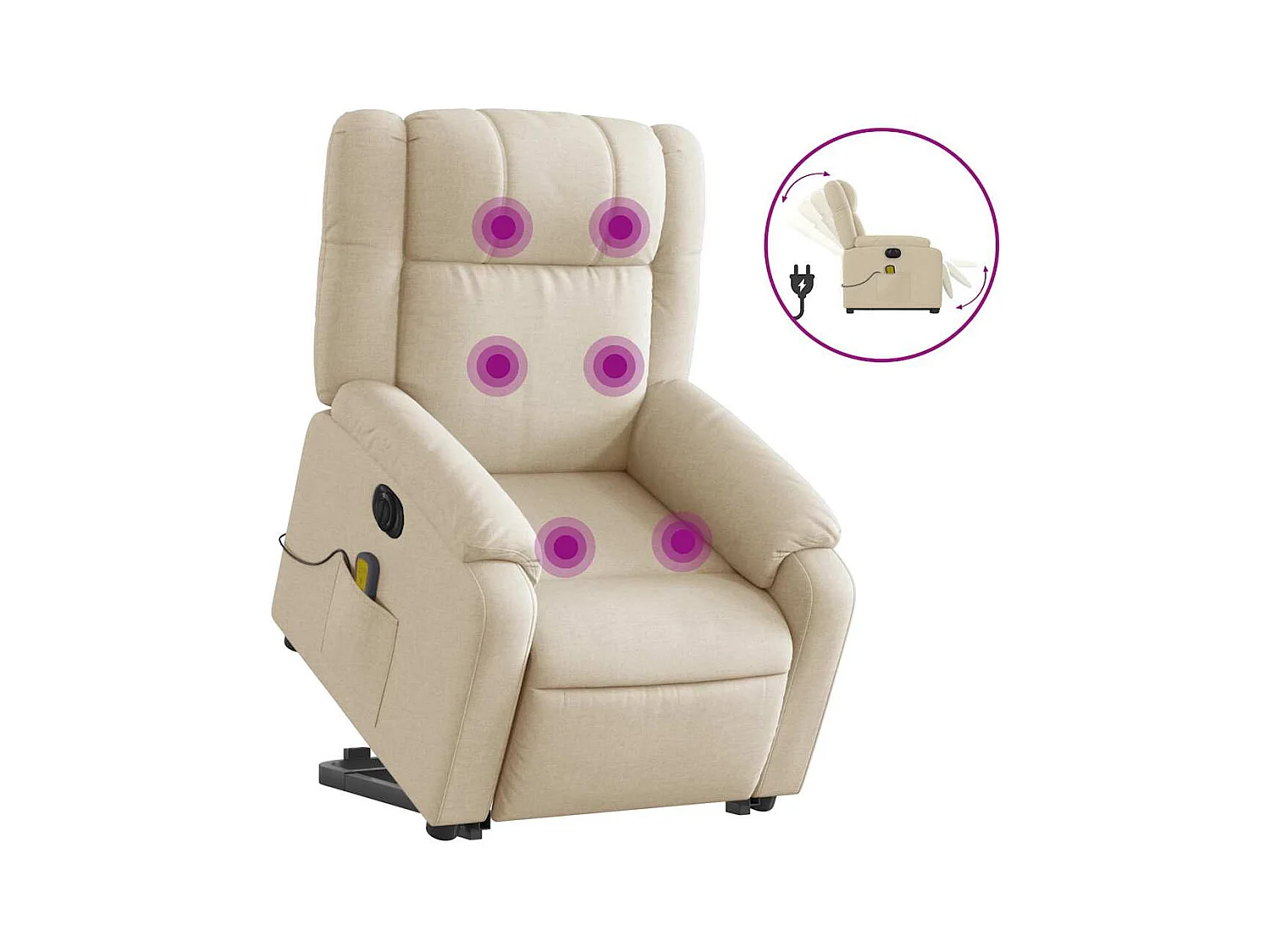 Fauteuil inclinable électrique-Chaise-Fauteuil de Massage Crème Tissu SHL4203
