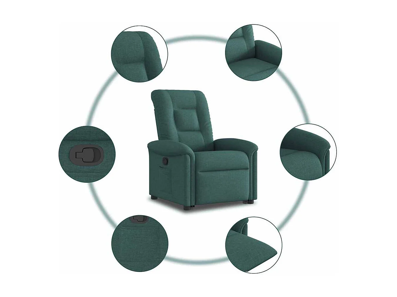 Sillón de relax | Silla | Sillón reclinable elevable tela verde oscuro SHL7754