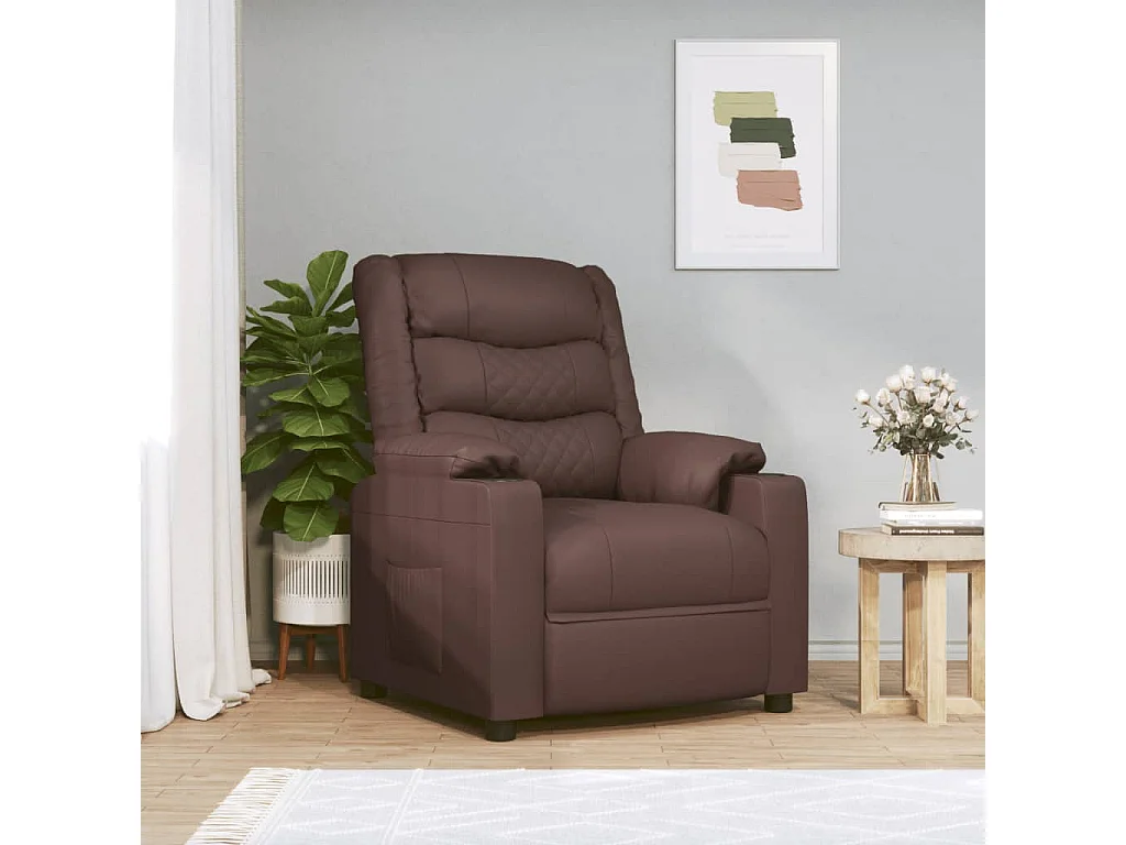 Relaxstoel | Fauteuil | Bureaustoel verstelbaar kunstleer bruin