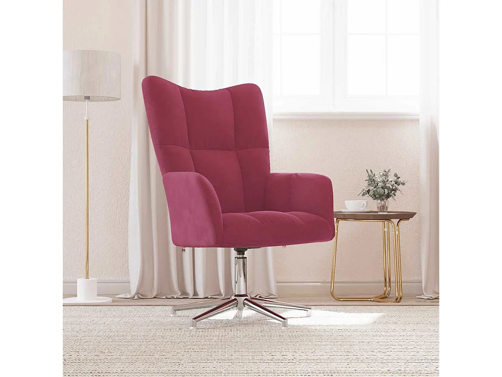 Relaxsessel | Lounge Sessel Weinrot Samt SHL65931