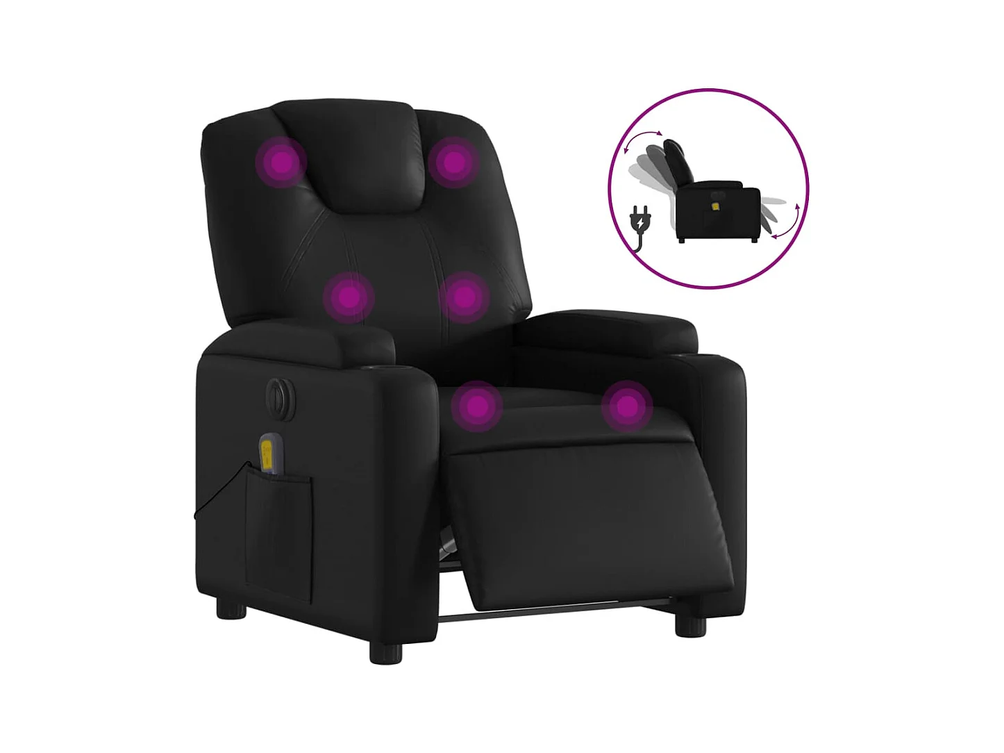 Fauteuil inclinable électrique-Fauteuil de massage pour Salon noir similicuir SHL1279