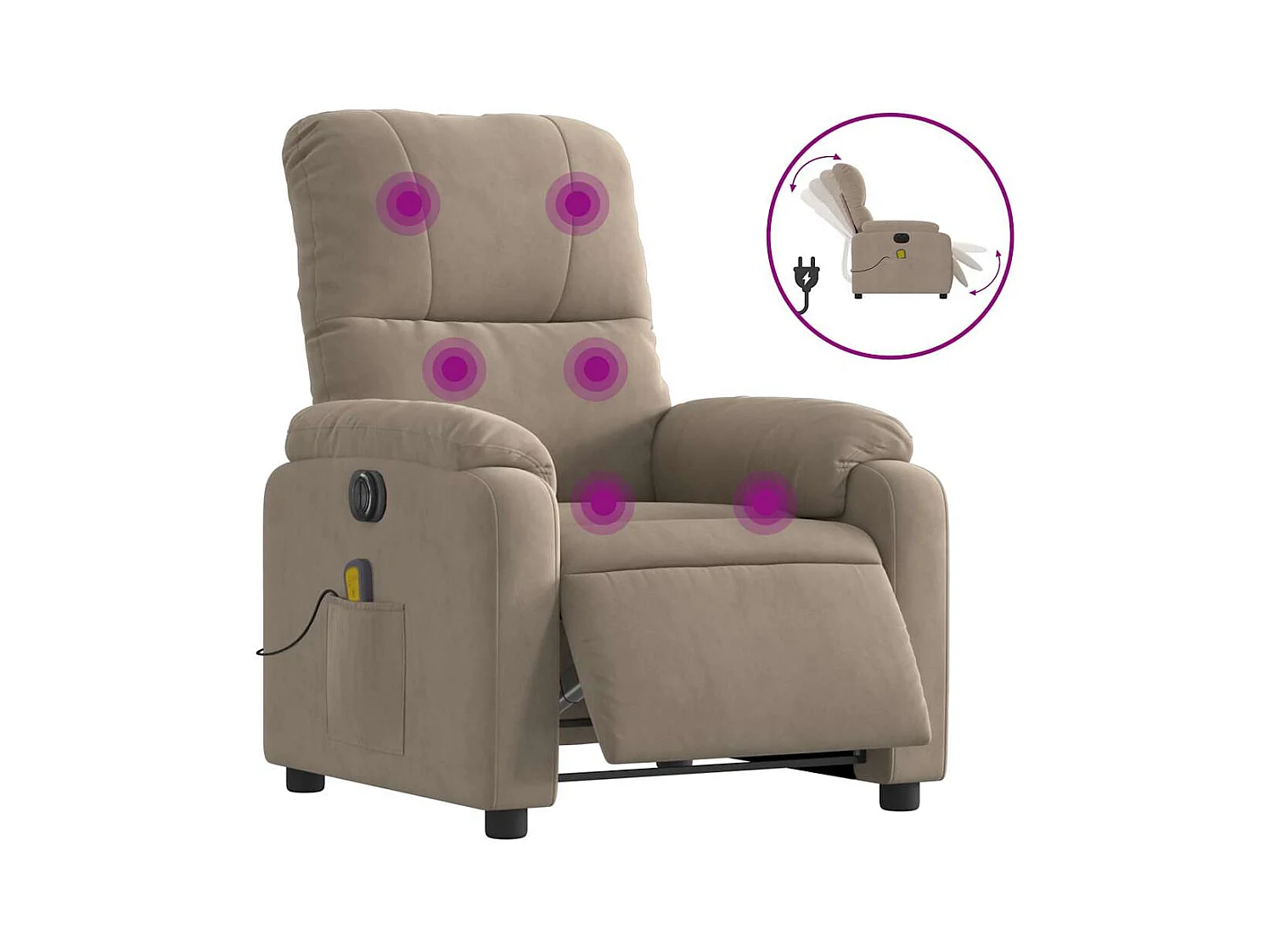 Fauteuil inclinable électrique-Chaise-Fauteuil de Massage taupe SHL1378
