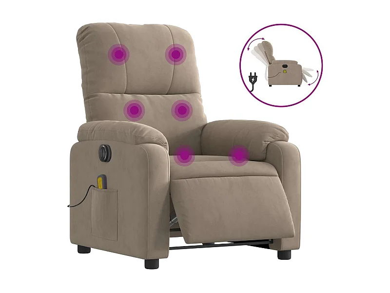 Fauteuil inclinable électrique-Chaise-Fauteuil de Massage taupe SHL1378