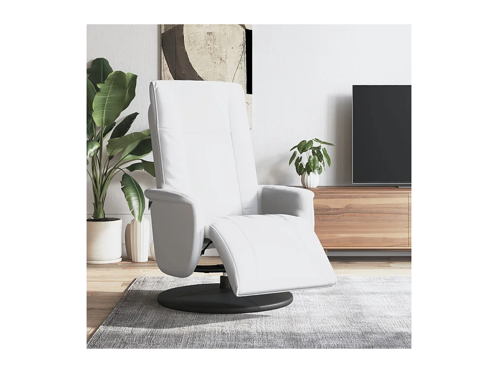 Sillón de relax | Sillón reclinable con reposapiés cuero sintético blanco SHL4312