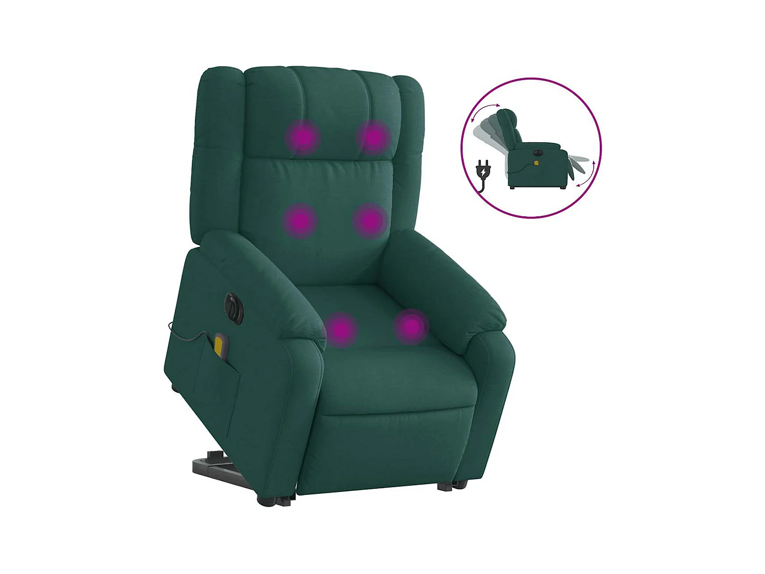 Sillón de salón | Silla | Sillón masaje eléctrico reclinable elevable tela verde oscuro SHL3207