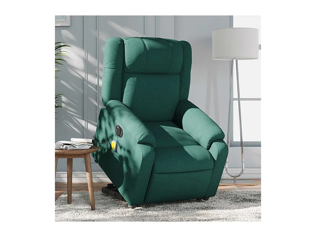 Sillón de salón | Silla | Sillón masaje eléctrico reclinable elevable tela verde oscuro SHL3207