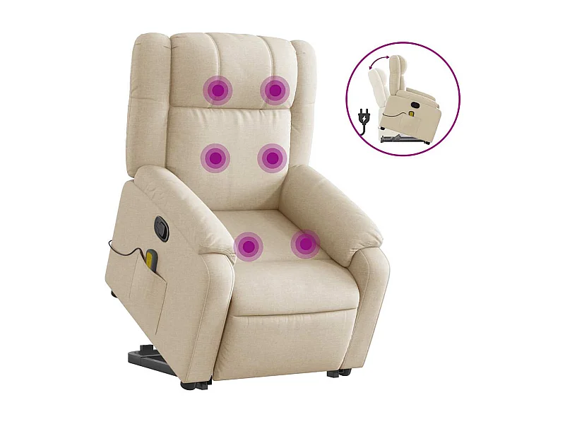 Fauteuil inclinable-Chaise de relax-Fauteuil de Massage Crème Tissu SHL1310