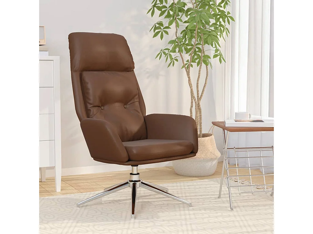 Sillón de relax | Silla de relax de cuero auténtico marrón SHL6296