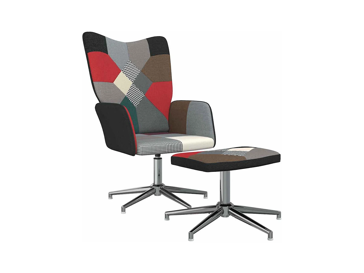 Silla de relax | Silla de relajación con taburete tela patchwork SHL7761