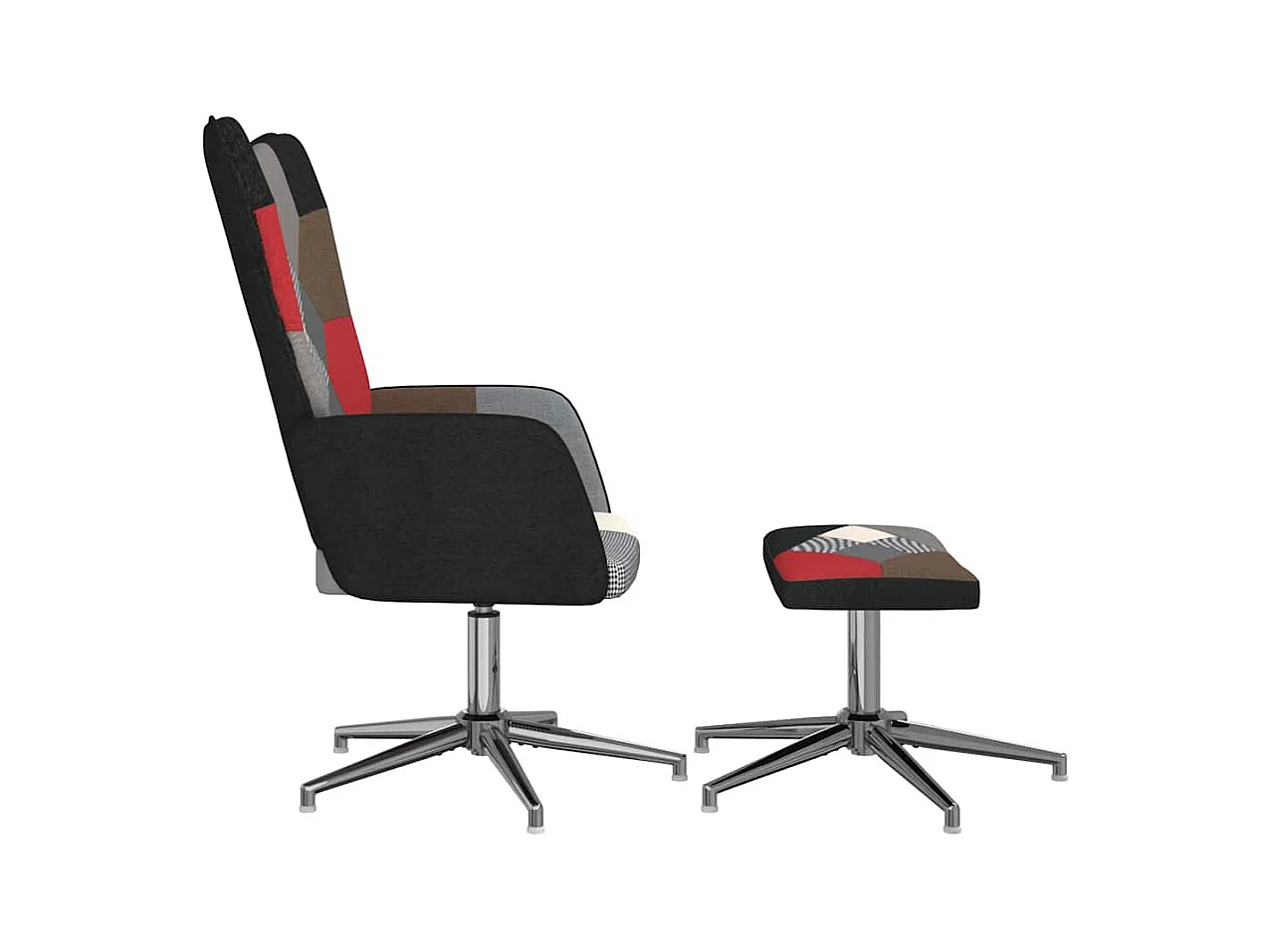 Silla de relax | Silla de relajación con taburete tela patchwork SHL7761