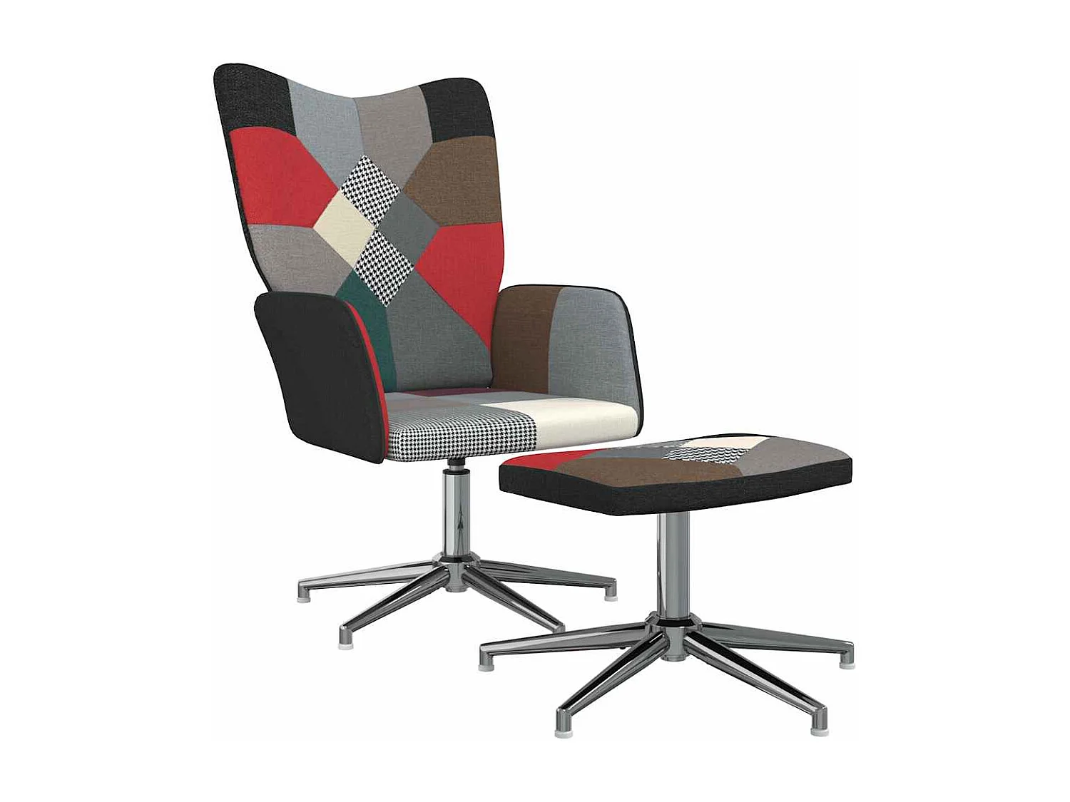 Silla de relax | Silla de relajación con taburete tela patchwork SHL7761