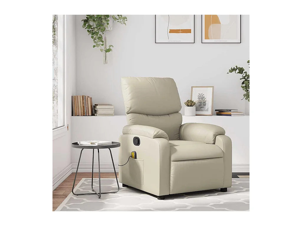 Fauteuil inclinable-Chaise de relax-Fauteuil de Massage crème similicuir SHL1840