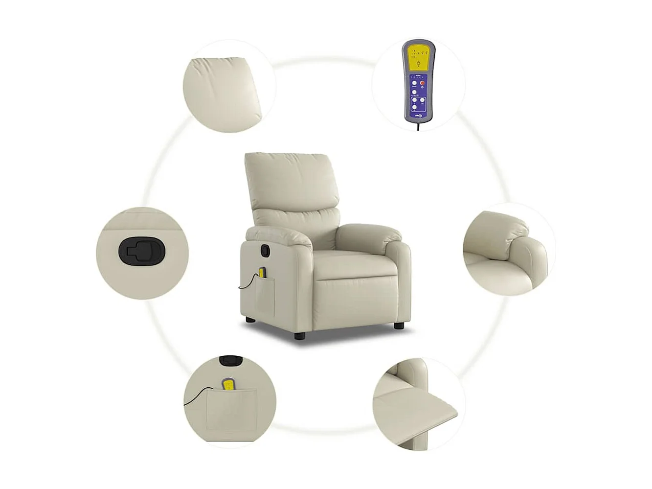 Fauteuil inclinable-Chaise de relax-Fauteuil de Massage crème similicuir SHL1840