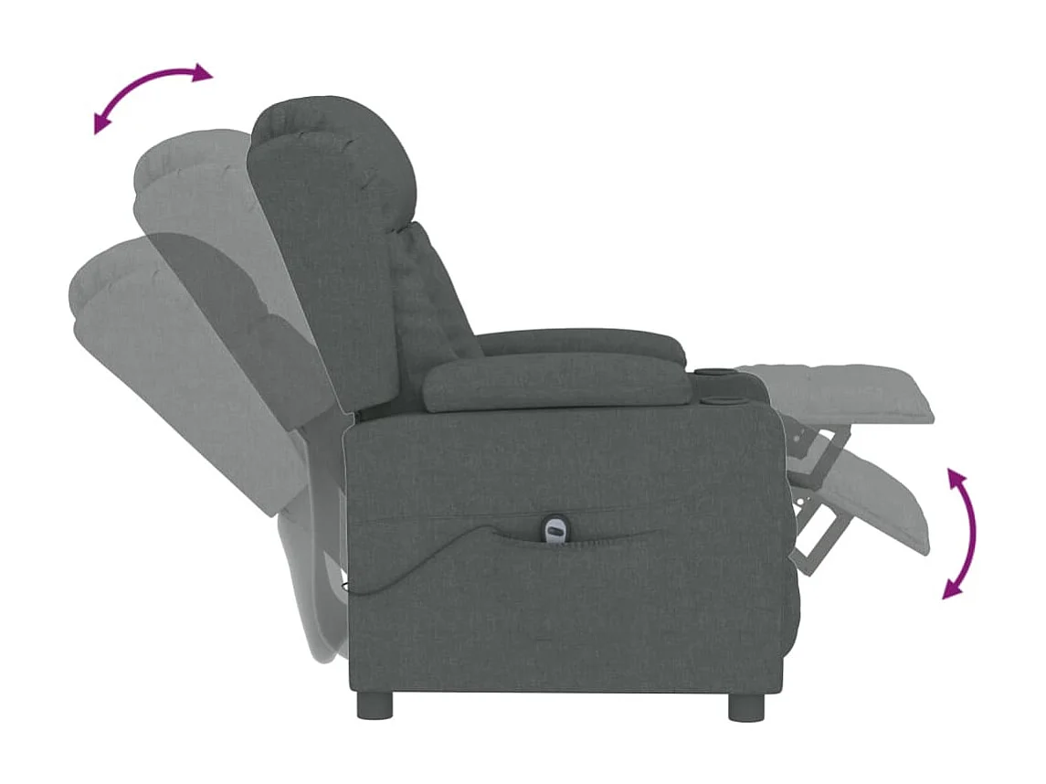 Relaxsessel Elektrisch | Lounge Sessel indoor Dunkelgrau Stoff SHL10796