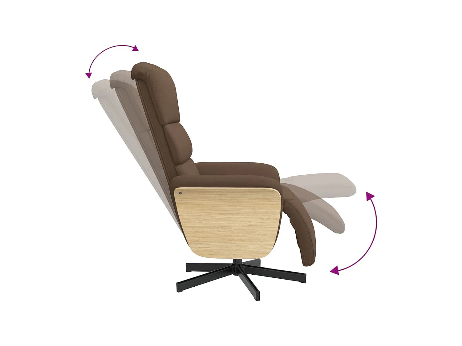 Fauteuil inclinable-Fauteuil salon avec repose-pieds marron tissu SHL1562