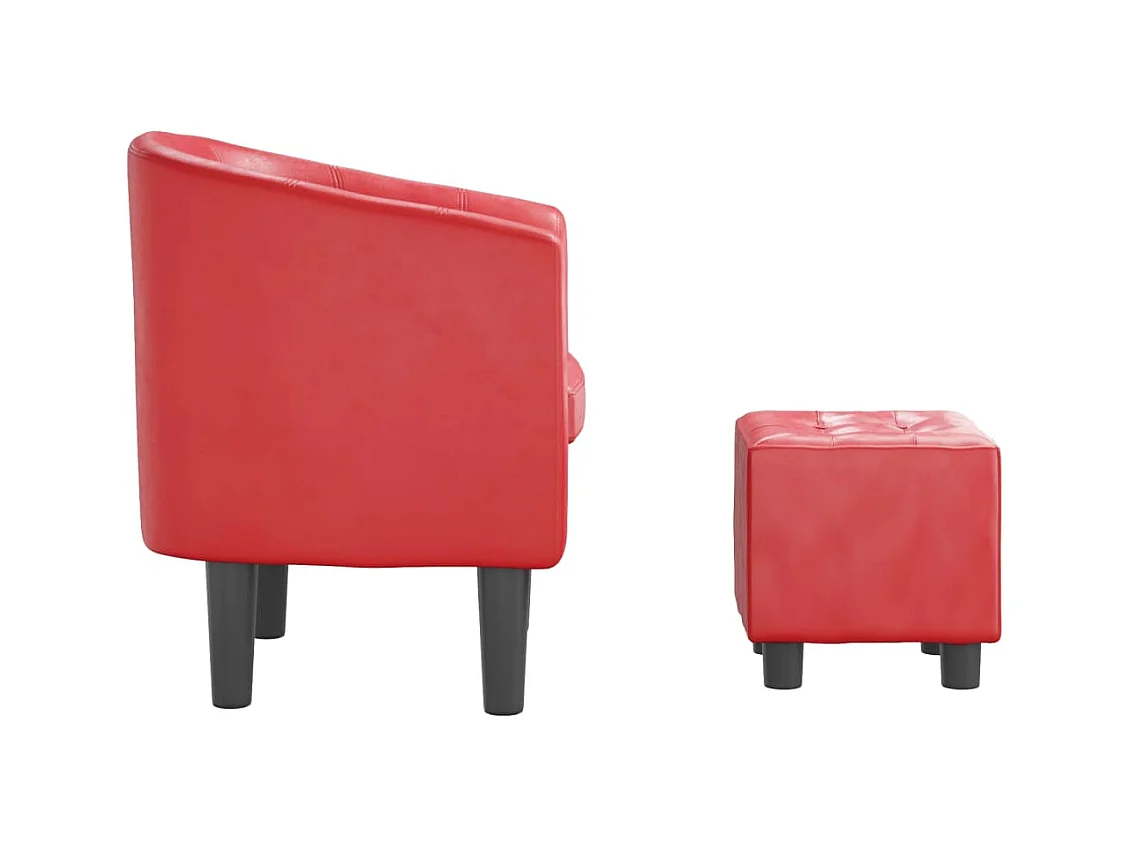 Sillón de salón | Silla de relax con taburete cuero sintético rojo SHL5051