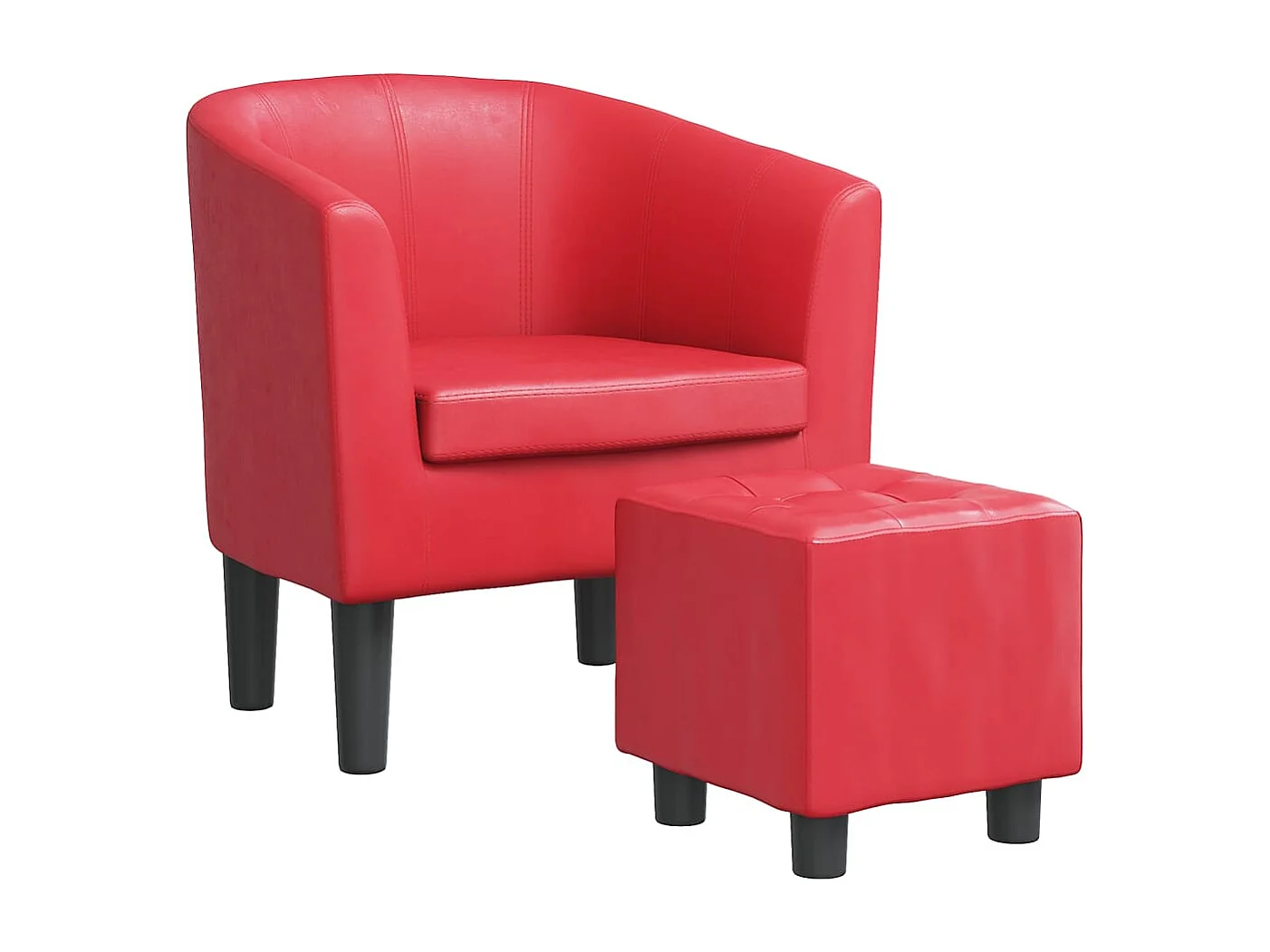 Sillón de salón | Silla de relax con taburete cuero sintético rojo SHL5051