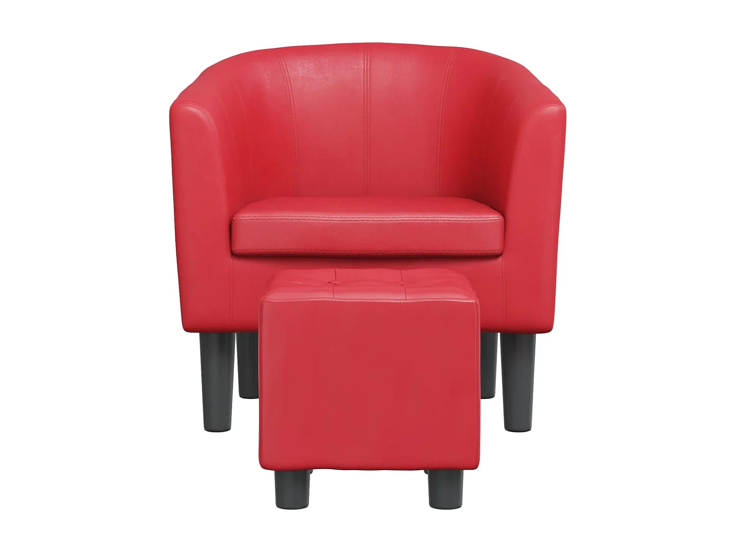 Sillón de salón | Silla de relax con taburete cuero sintético rojo SHL5051