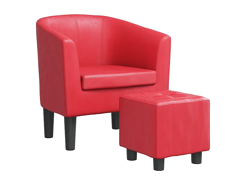Fauteuil de salon-Fauteuil relax avec repose-pied rouge similicuir SHL5490