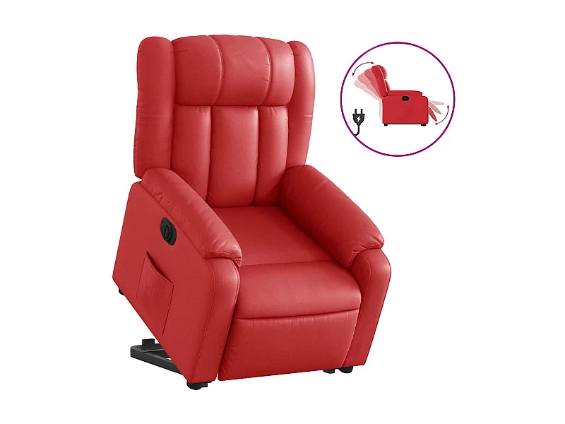Fauteuil inclinable électrique-Chaise de relax-Fauteuil salon rouge similicuir SHL1982