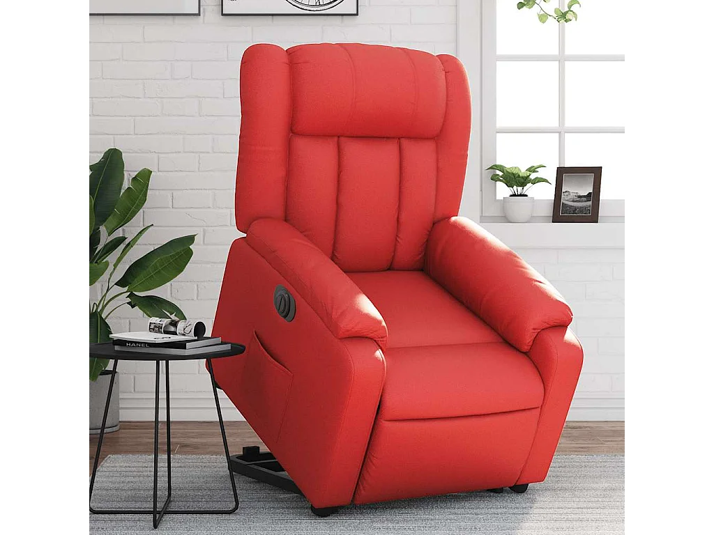 Fauteuil inclinable électrique-Chaise de relax-Fauteuil salon rouge similicuir SHL1982