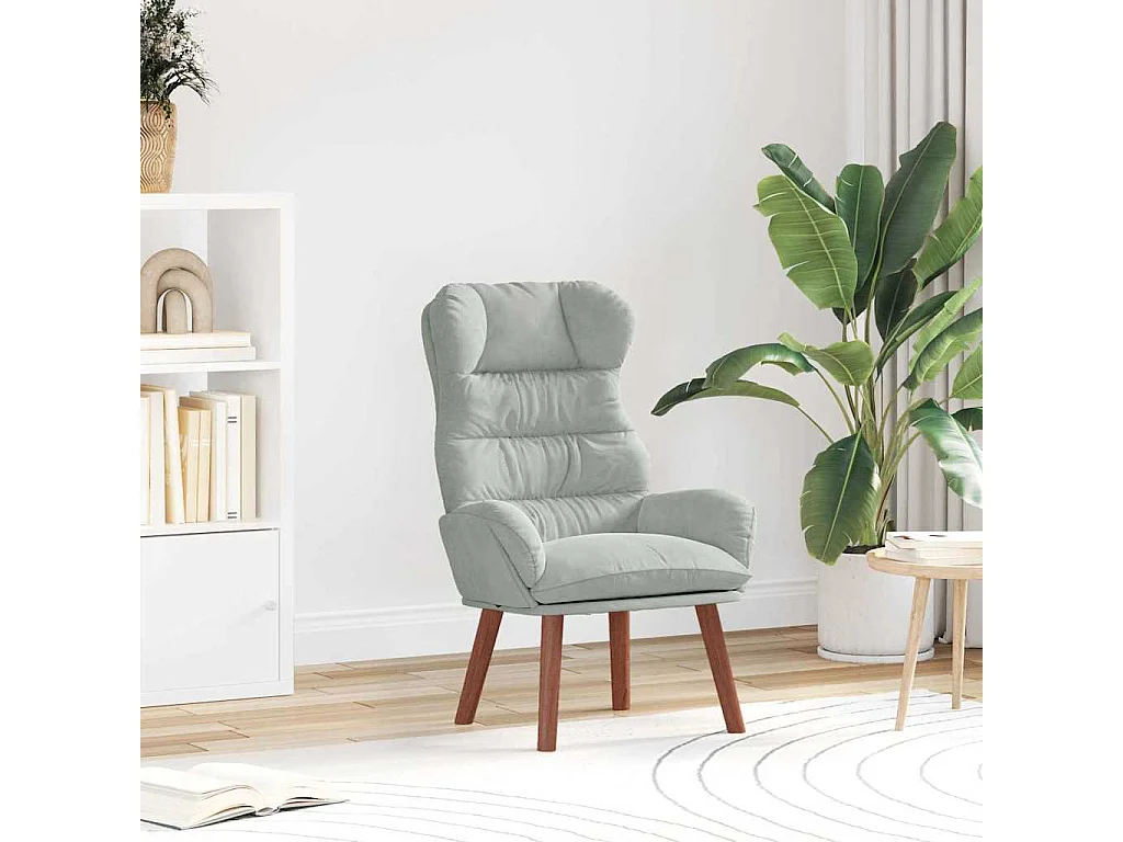 Fauteuil Salon-Chaise de relax Gris clair 69x74x93 cm Velours SHL2333