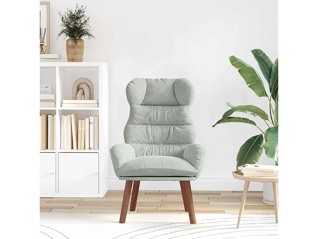 Fauteuil Salon-Chaise de relax Gris clair 69x74x93 cm Velours SHL2333