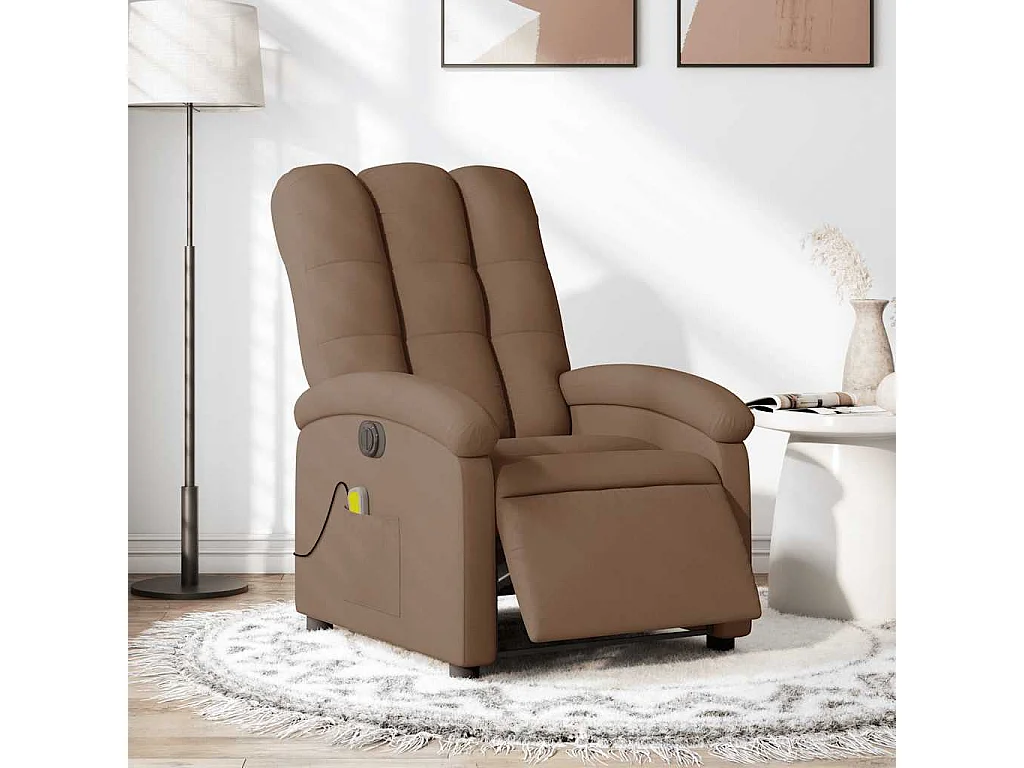 Fauteuil inclinable électrique-Chaise de relax-Fauteuil de Massage marron tissu SHL2197