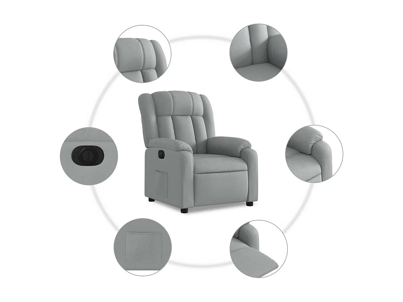 Fauteuil inclinable électrique-Chaise de relax-Fauteuil salon Gris clair Tissu SHL3559