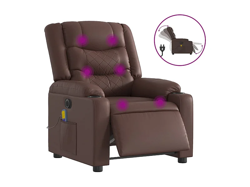 Fauteuil inclinable électrique-Fauteuil de massage de Salon marron similicuir SHL4296
