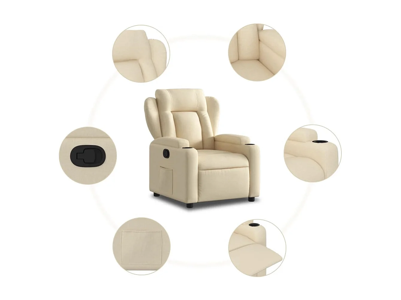 Relaxsessel | Lounge Sessel für Wohnzimmer Creme Stoff SHL62806
