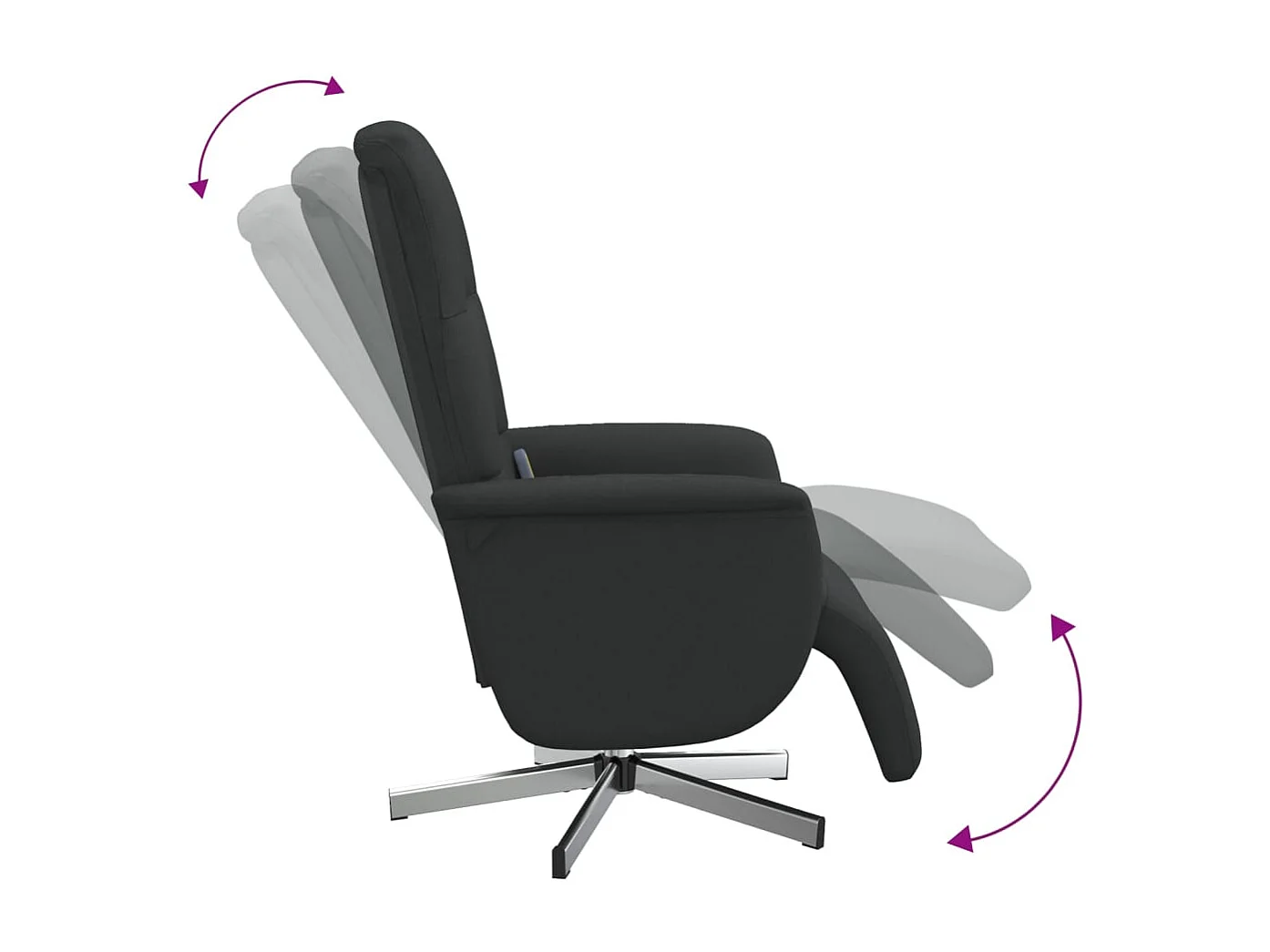 Fauteuil inclinable de massage avec repose-pieds noir tissu SHL993